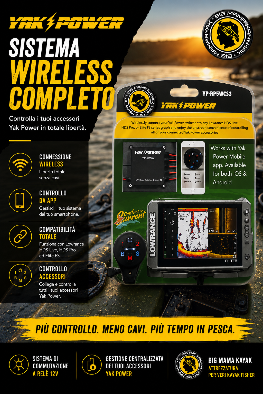 YP-RP5WCS3 – Centralina Wireless Professionale a 5 canali per impianto luci kayak YAK POWER