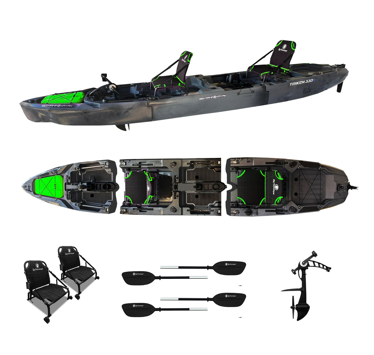 Triken 330 S FAMILY Kayak a pedali 2 posti divisibile Big Mama kayak ( 1 gruppo pedali)