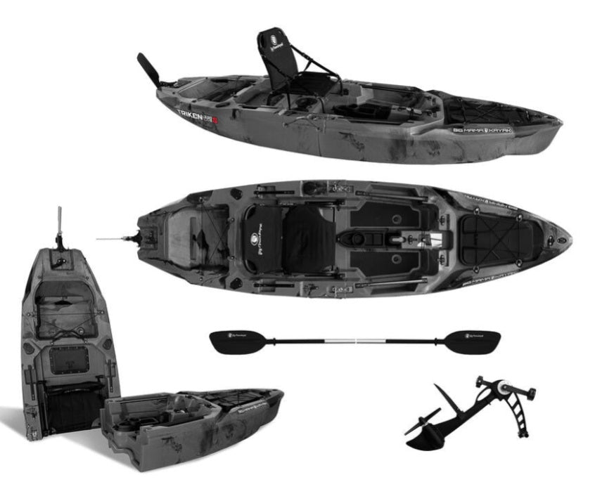 Kayak Fishing a Pedali divisibile Big Mama Triken 330 S live, con ruote e vasca del vivo