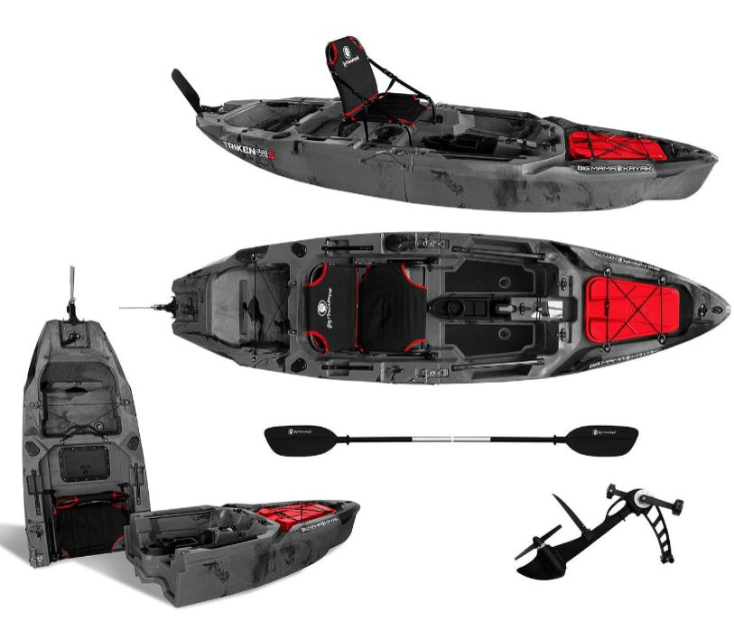 Kayak Fishing a Pedali divisibile Big Mama Triken 330 S live, con ruote e vasca del vivo