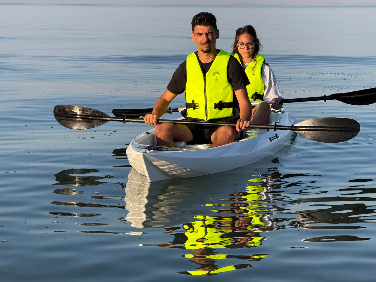 Big Mama Kayak Glass, Kayak Trasparente con oblò per guardare il fondale, incluso 2 pagaie,2 sedili, ruote, gavone Full pack