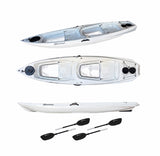 Big Mama Kayak Glass, Kayak Trasparente con oblò per guardare il fondale, incluso 2 pagaie, ruote, gavone pack