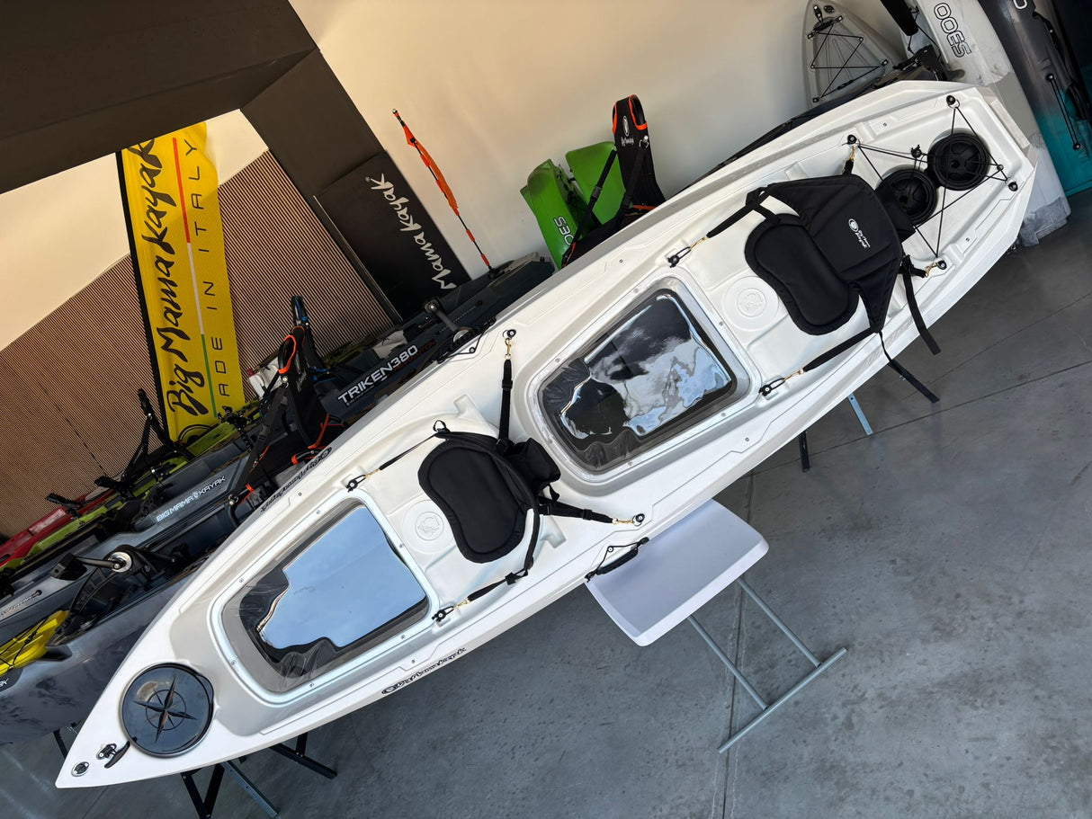 Big Mama Kayak Glass, Kayak Trasparente con oblò per guardare il fondale, incluso 2 pagaie,2 sedili, ruote, gavone Full pack