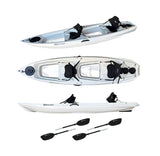 Big Mama Kayak Glass, Kayak Trasparente con oblò per guardare il fondale, incluso 2 pagaie, ruote, gavone pack