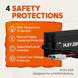 LiTime Caricabatterie al Litio LiFePO4 da 12V 20A  - Caricatore Li Time