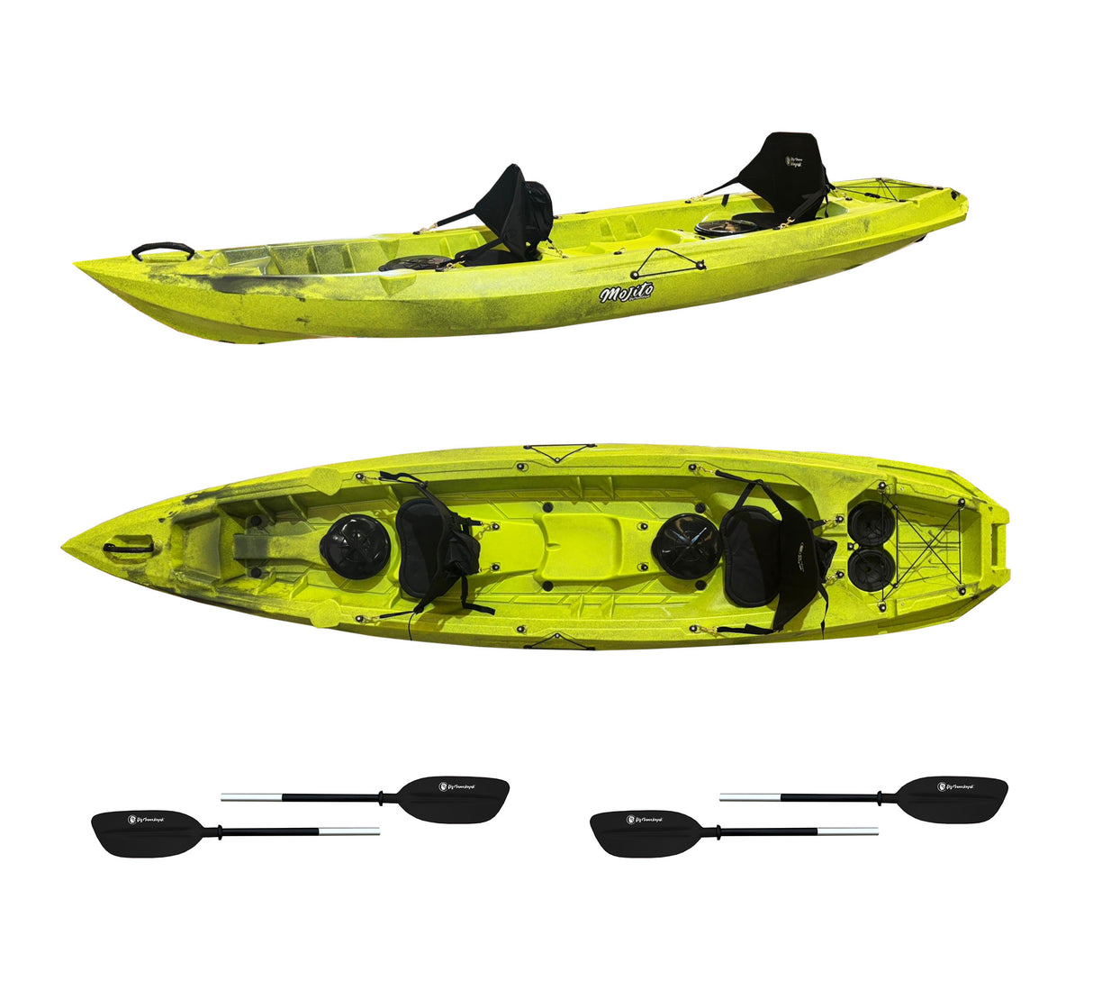MOJITO BIG MAMA KAYAK canoa con 2 Posti, 380 Cm + 2 Gavoni + 2 ruote integrate + 2 Pagaie in omaggio (PACK 1)