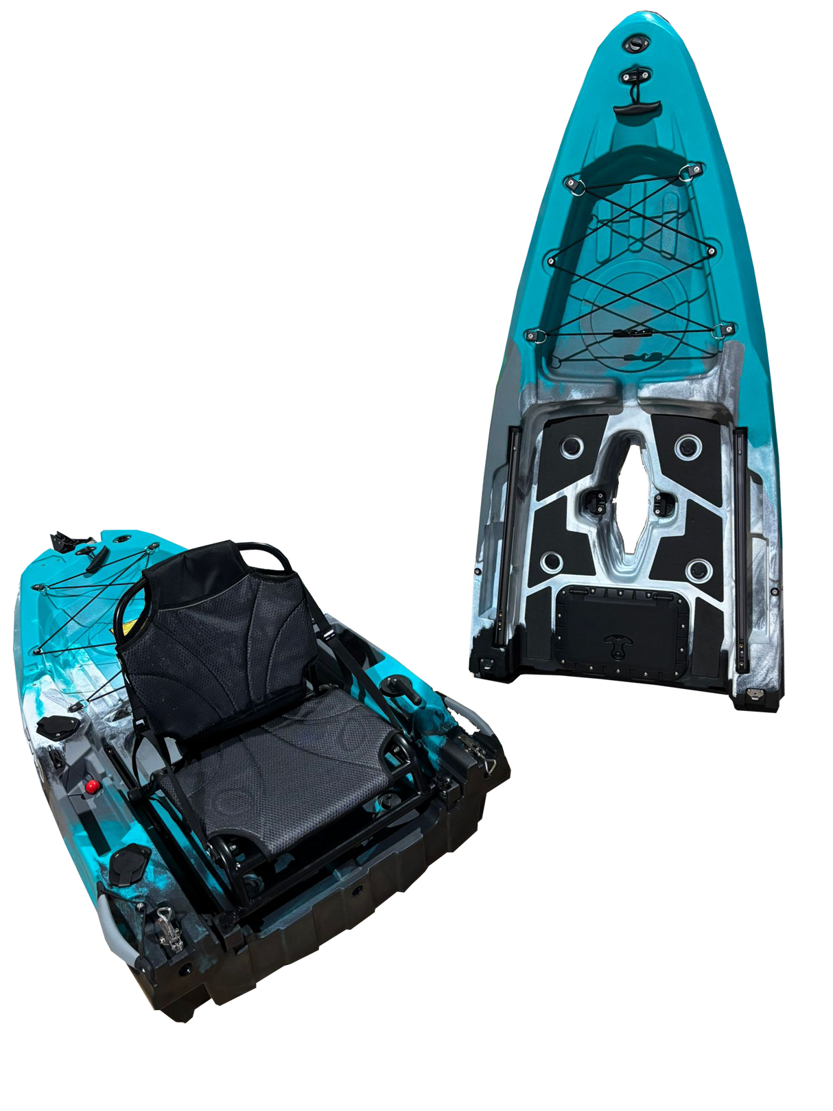 Kayak monoposto divisibile a pedali con pinne Big Mama START S500 componibile + Garmin striker VIVID 7 cv + kit schermo ecoscandaglio