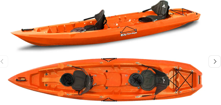 Kayak biposto Mojito FISHING Big Mama Kayak canoa con 2 + 1 Posti 380 Cm + 2 Pagaie + 2 seggiolini + 2 Gavoni + 2 ruote integrate + 4 portacanne (FULL PACK)