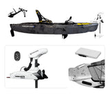 Offerta in Kit Kayak da pesca a pedali Big Mama Triken 330 S divisibile + motore Prua GPS Terrova Kayak Minn Kota 55 lb