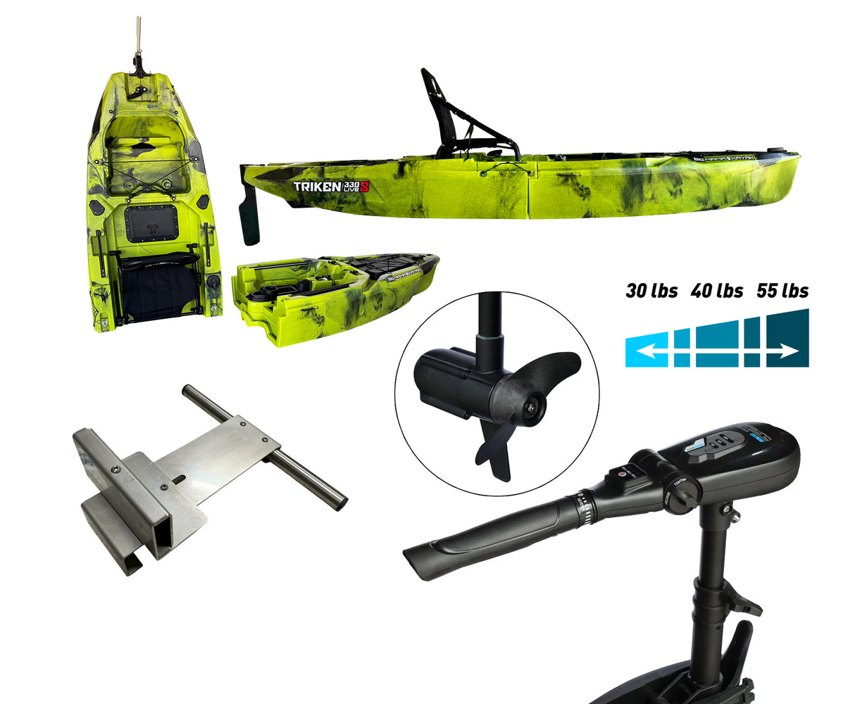 Big Mama Kayak Triken 330 S live divisibile + motore haswing Genius + supporto + NO pedaliera