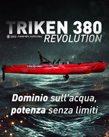 BIG MAMA KAYAK A PEDALI TRIKEN 380 Revolution + motore elettrico HASWING GENIUS 55 LG + SUPPORTO CENTRALE + PEDALIERA