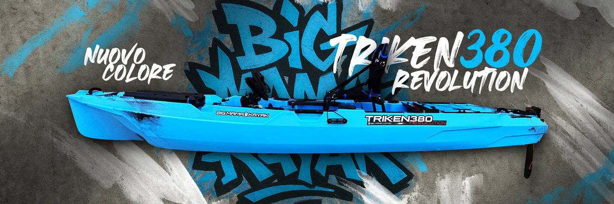 BIG MAMA KAYAK A PEDALI TRIKEN 380 Revolution + motore elettrico HASWING GENIUS 55 LG + SUPPORTO CENTRALE + PEDALIERA