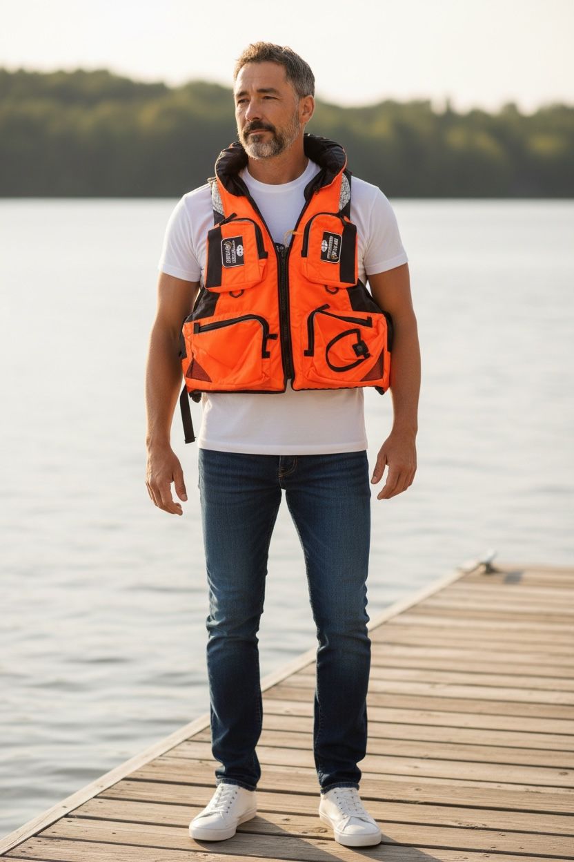 Gilet Salvagente mod. Garda 100 N - CE con 6 tasche , fischietto e cappuccio