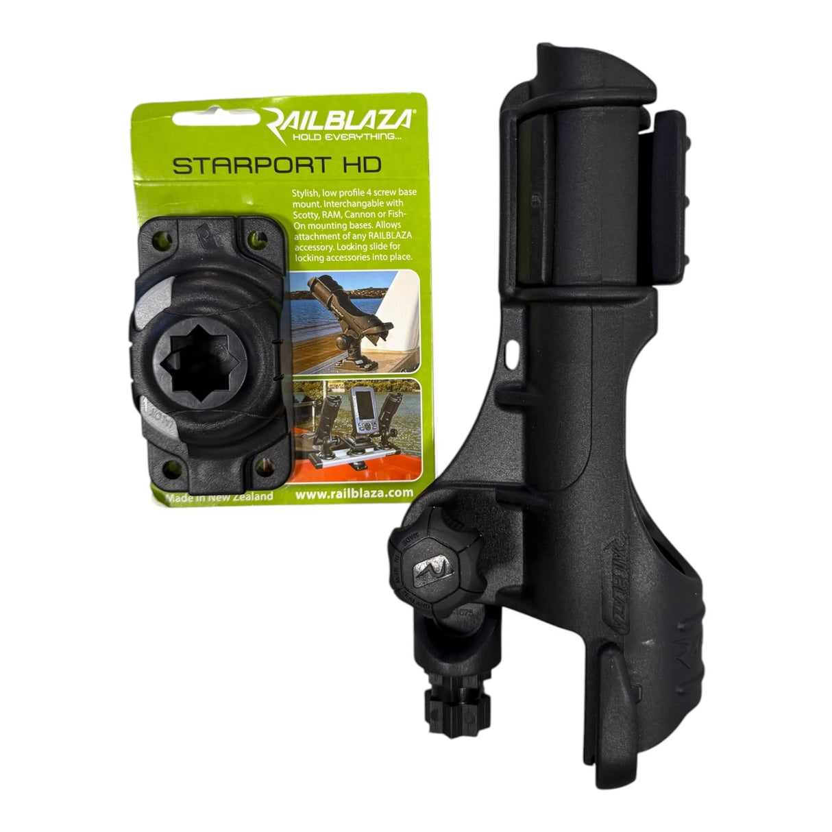 Kit Portacanne Orientabile Railblaza Rod Holder Cod 02-4020-11 + Starport Rettangolare HD Cod 03-4046-11, adatto al modello gil 2.0