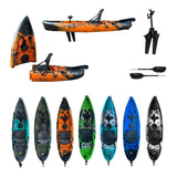 Kayak divisibile a pedali con pinne BIG MAMA START S300 monoposto componibile + motore BIXPY K1 Outboard Kit con batteria PP-378 Wh v4 + Adattatore Low Profile Thruhull Pedal Drive