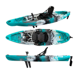 Kayak monoposto divisibile a pedali con pinne Big Mama START S500 componibile + motore Bixpy K1 Angler PRO Kit Outboard con batteria inclusa PP-768 Wh + Adattatore Low Profile Thruhull Pedal Drive