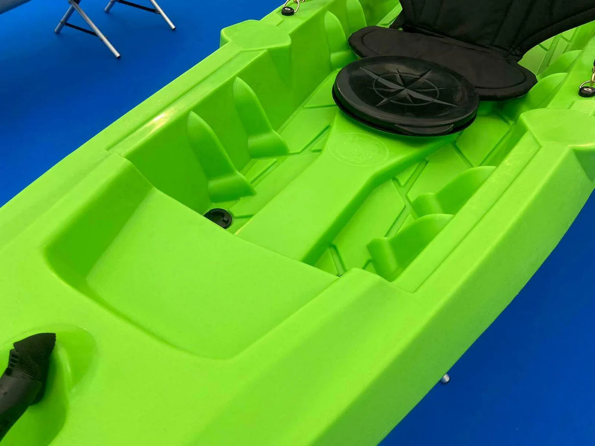 Kayak biposto Mojito FISHING Big Mama Kayak canoa con 2 + 1 Posti 380 Cm + 2 Pagaie + 2 seggiolini + 2 Gavoni + 2 ruote integrate + 4 portacanne (FULL PACK)