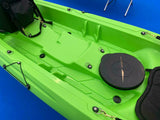 Canoa biposto da pesca - Mojito Fishing Big Mama Kayak - kayak 380 cm - 2 posti adulto + 1 posto bambino + 2 gavoni + 2 ruote integrate + 2 pagaie + 2 seggiolini + 4 portacanne- bianco