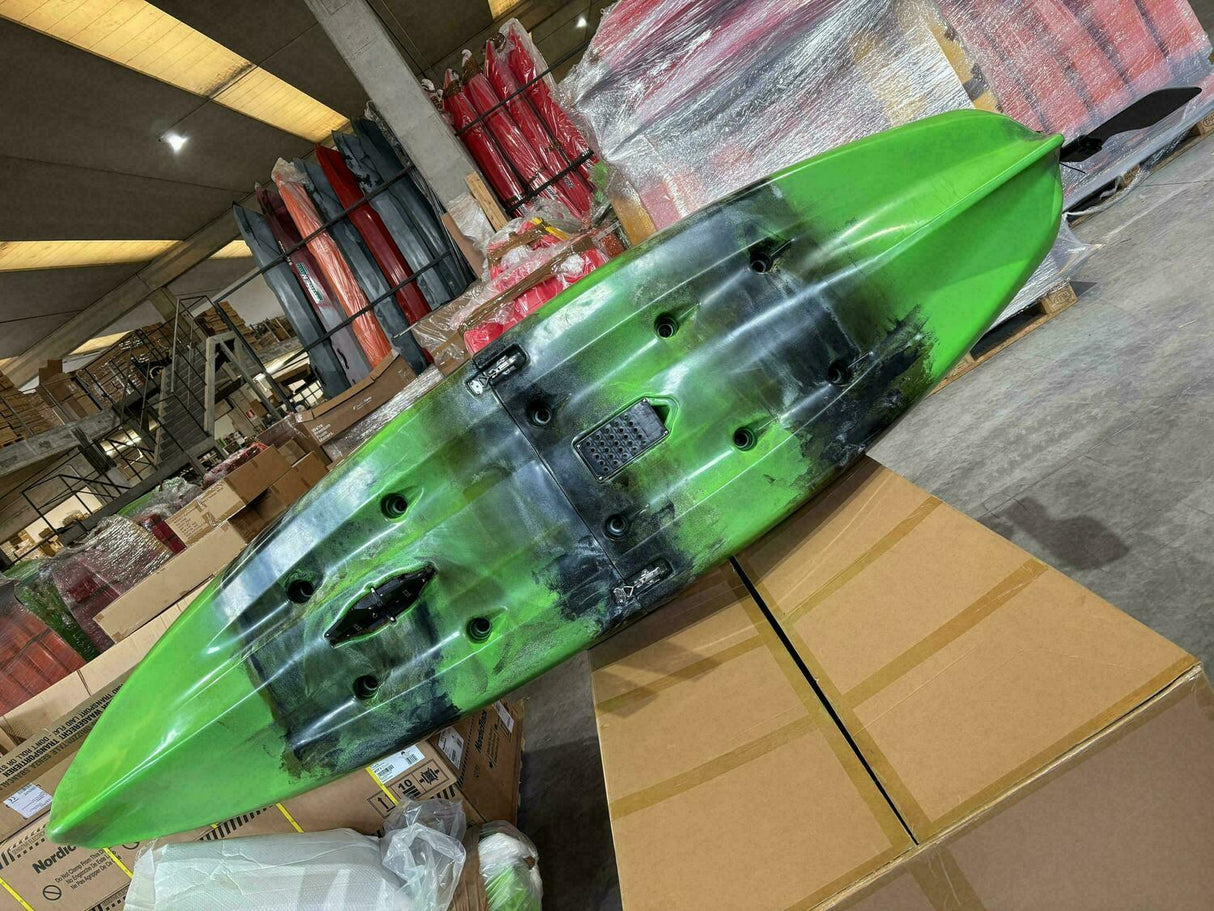 Kayak monoposto divisibile a pedali con pinne Big Mama START S500 componibile + motore Bixpy K1 Angler PRO Kit Outboard con batteria inclusa PP-768 Wh + Adattatore Low Profile Thruhull Pedal Drive
