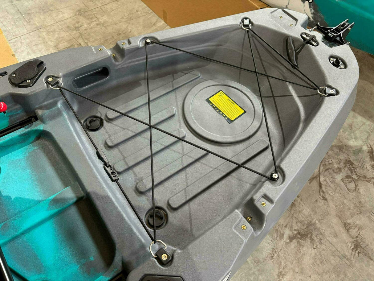 Kayak monoposto divisibile a pedali con pinne Big Mama START S500 componibile + motore Bixpy K1 Angler PRO Kit Outboard con batteria inclusa PP-768 Wh + Adattatore Low Profile Thruhull Pedal Drive