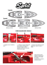 Kayak smontabile Split 2 Fishing Big Mama Kayak con 2 ruote, 2 gavone, 2 seggiolini, 2 pagaie, 2 portacanne + Garmin VIVID 5 cv