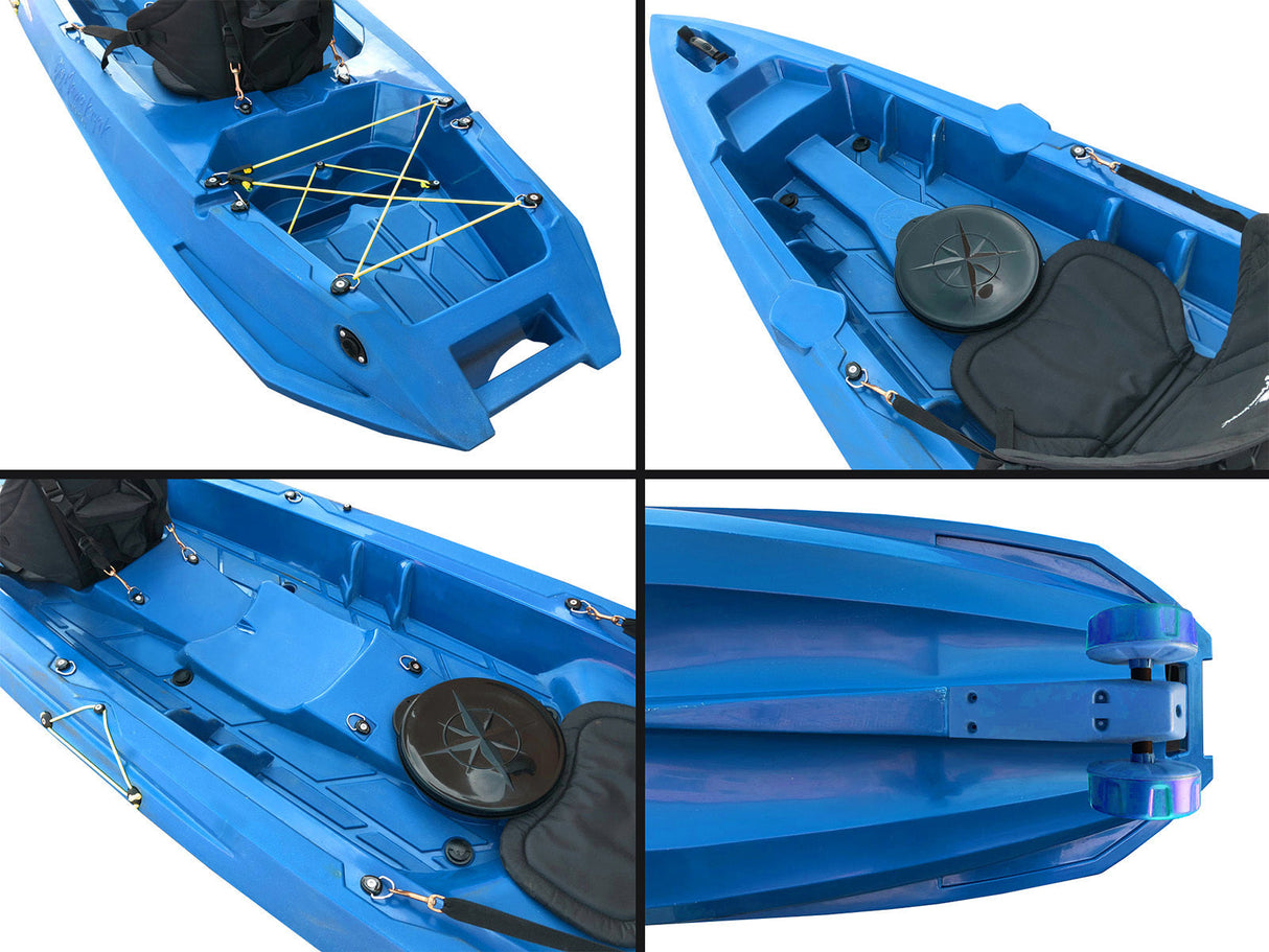 Kayak due posti Mojito Big Mama Kayak - canoa 380 cm - 2 posti adulto + 1 posto bambino + 2 gavoni + 2 ruote integrate + 2 pagaie + 2 seggiolini - giallo