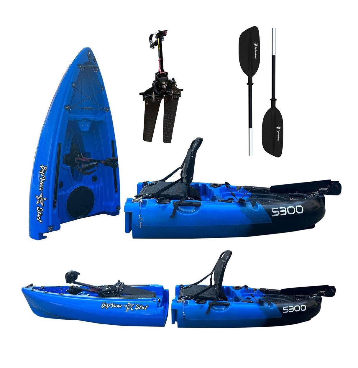 Kayak divisibile a pedali con pinne Big Mama START S300 colore blue