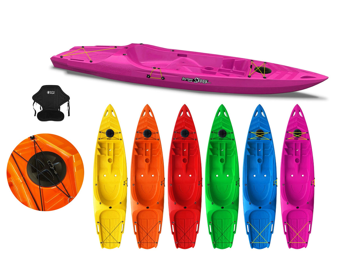 Canoa monoposto skippy 2.0 expedition big mama kayak canoa 305 cm 1 posto adulto + 1 posto bambino + 1 seggiolino (pack 2)