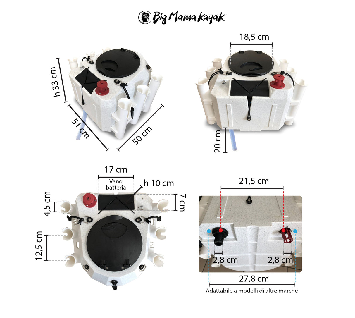 Vasca del vivo livewell ossigenata per triken (pompa e batteria inclusa)