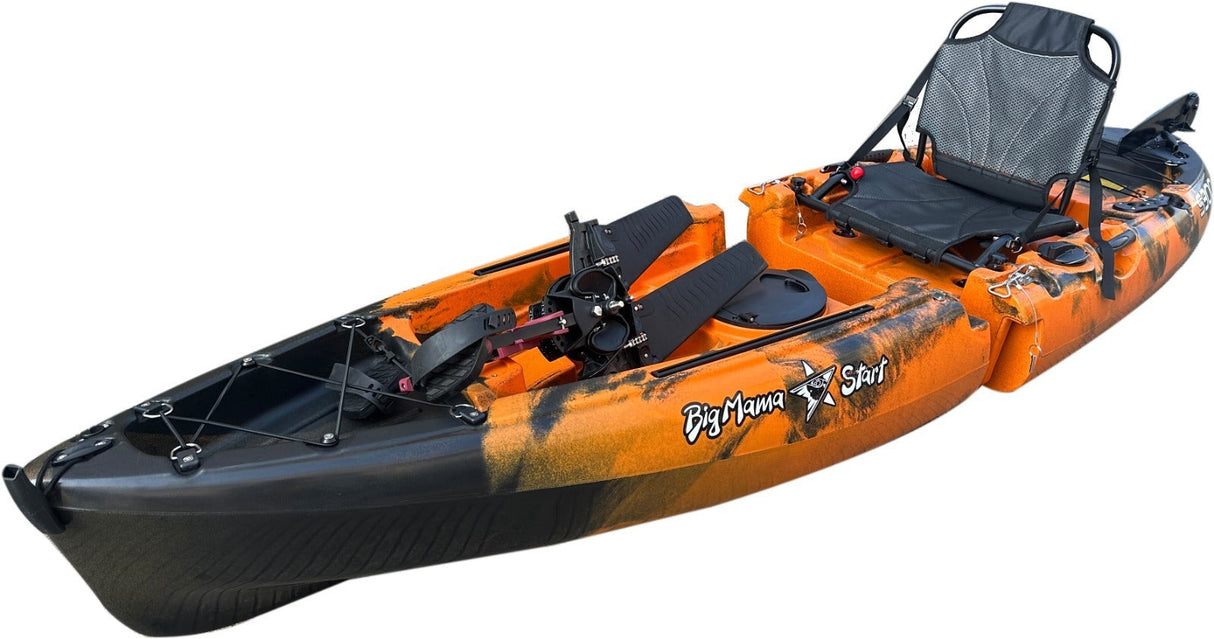 Kayak divisibile a pedali con pinne Big Mama START S300 fishing + 2 portacanne orientabili