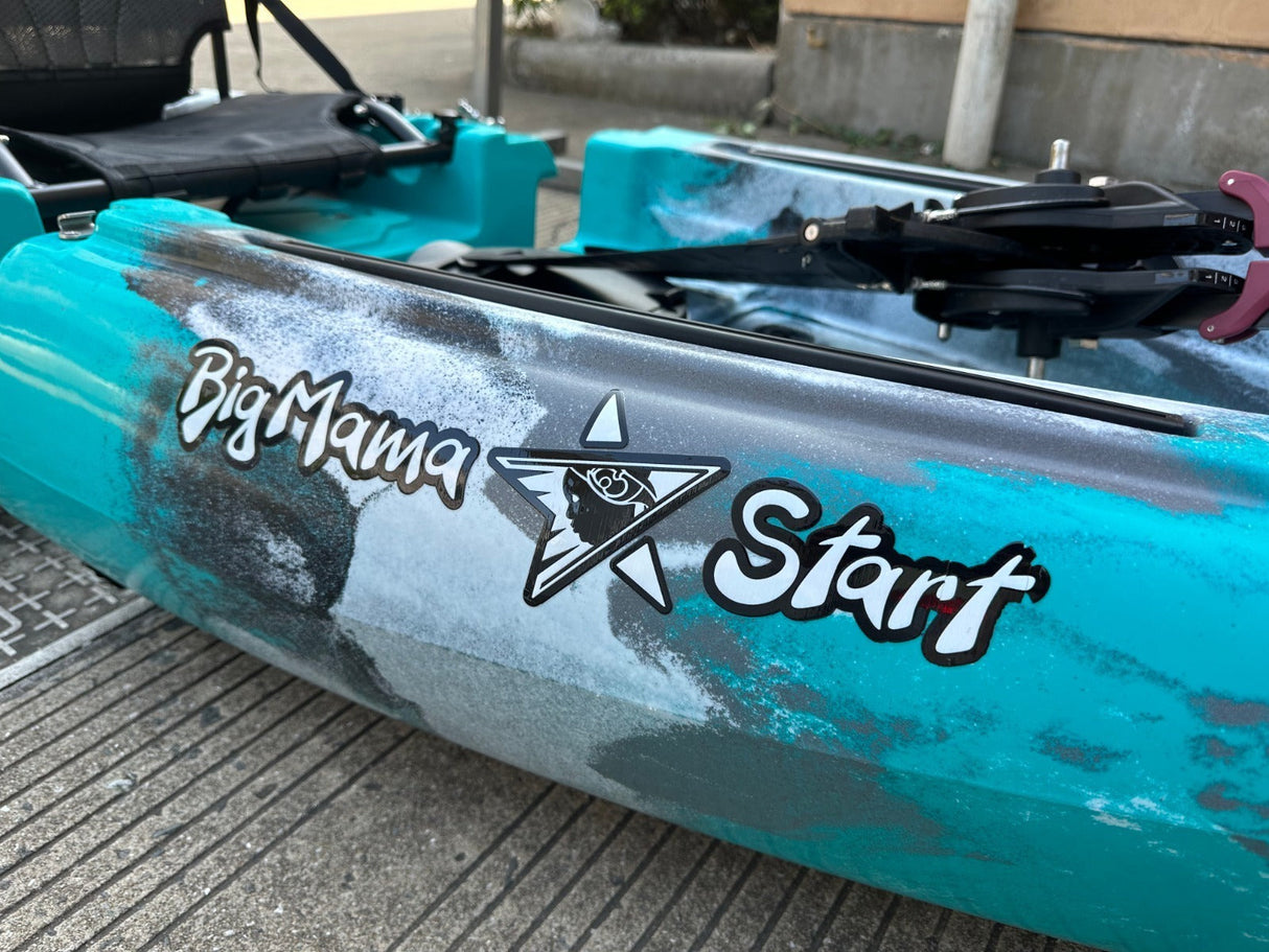 Kayak divisibile a pedali con pinne Big Mama START S300 fishing + 2 portacanne orientabili