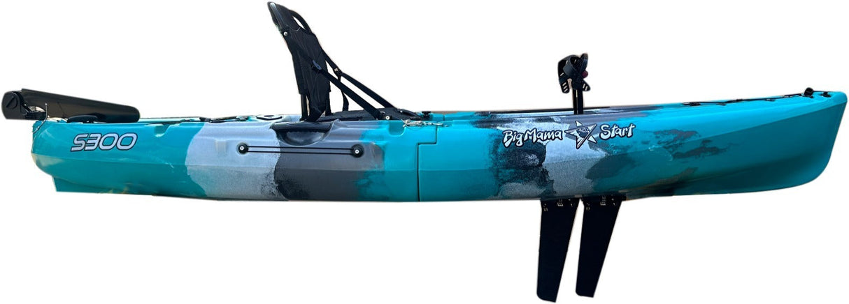 Kayak divisibile a pedali con pinne Big Mama START S300 fishing + 2 portacanne orientabili