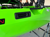 Kayak a pedali triken 380 Big Mama - canoa monoposto fishing con 4 portacanne, 2 gavoni, timone, sistema di pedali, sedile rialzato