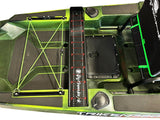 Kayak a pedali Triken 380 REV colore special army green  - canoa monoposto fishing 4 portacanne, 2 gavoni, timone, sistema di pedali, sedile rialzato - big mama kayak