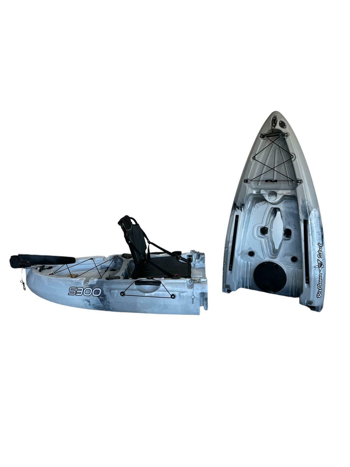 Kayak a pedali divisibile in 2 con pinne Big Mama Start s300 colore bianco nero