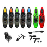 Big mama kayak a pedali triken 330 - canoa monoposto fishing con 4 portacanne, 2 gavoni, timone, sistema di pedali, sedile rialzato, 11 barre di scorrimento