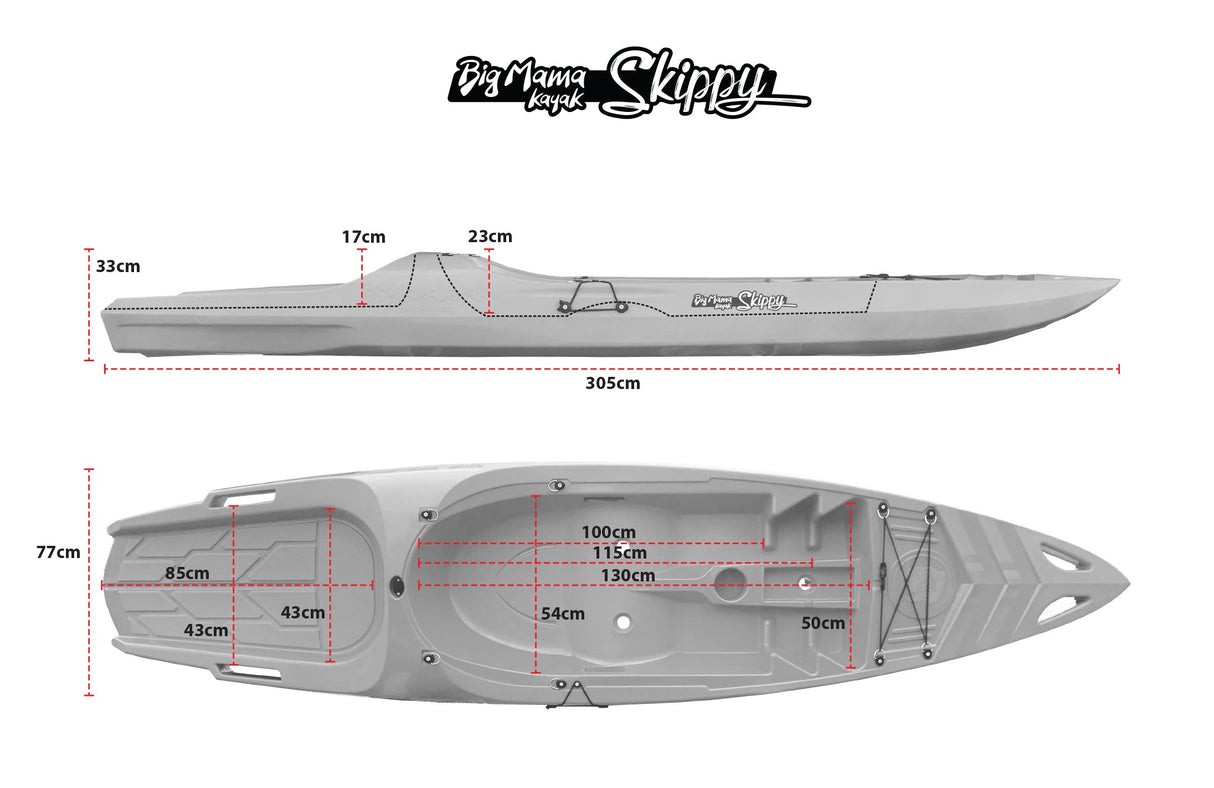 Canoa monoposto skippy 2.0 expedition big mama kayak canoa 305 cm 1 posto adulto + 1 posto bambino + 1 seggiolino (pack 2)