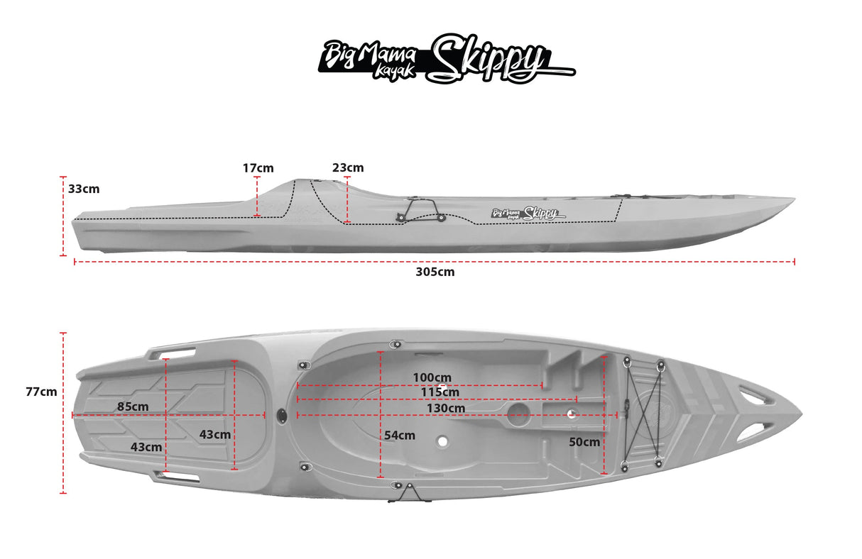 Canoa monoposto skippy 2.0 big mama kayak canoa 305 cm 1 posto adulto + 1 posto bambino + 1 seggiolino (pack 2)