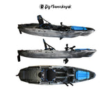 kayak a pedali Big Mama Kayak a pedali Triken 330 - con 4 portacanne, 2 gavoni, timone, sistema a pedali, sedile rialzato, 11 barre di scorrimento, antracite