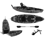 Kayak da pesca a Pedali divisibile Big Mama Triken 330 Live S, con ruote e vasca del vivo - SCAFO GRIGIO NERO, gavone NERO
