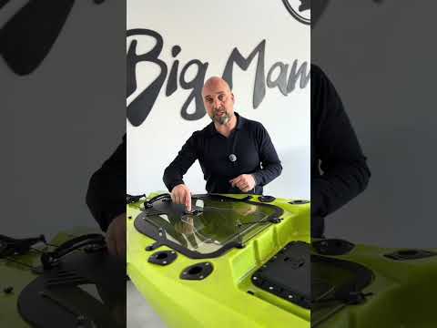 Triken 350 live Plus con cover vasca del vivo, Big Mama Kayak -kayak da pesca a pedali con 4 portacanne, 2 gavoni, timone, sistema di pedali, sedile rialzato e pagaia