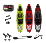 Triken 350 live Big Mama Kayak + Eco Garmin Vivid 7 cv + kit braccetto -kayak da pesca a pedali con 4 portacanne, 2 gavoni, timone, sistema di pedali, sedile rialzato e pagaia